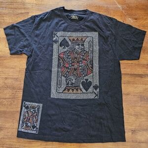 BullTees Rhinstones King Of Spades Black Cotton Grunge Rock Mens T-Shirt Sz L
